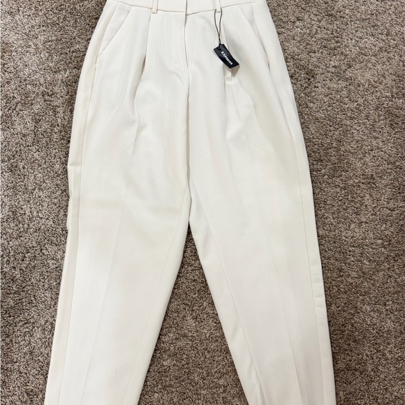 Express Pants - NWT Express Cream High-Waist Pleated Trousers